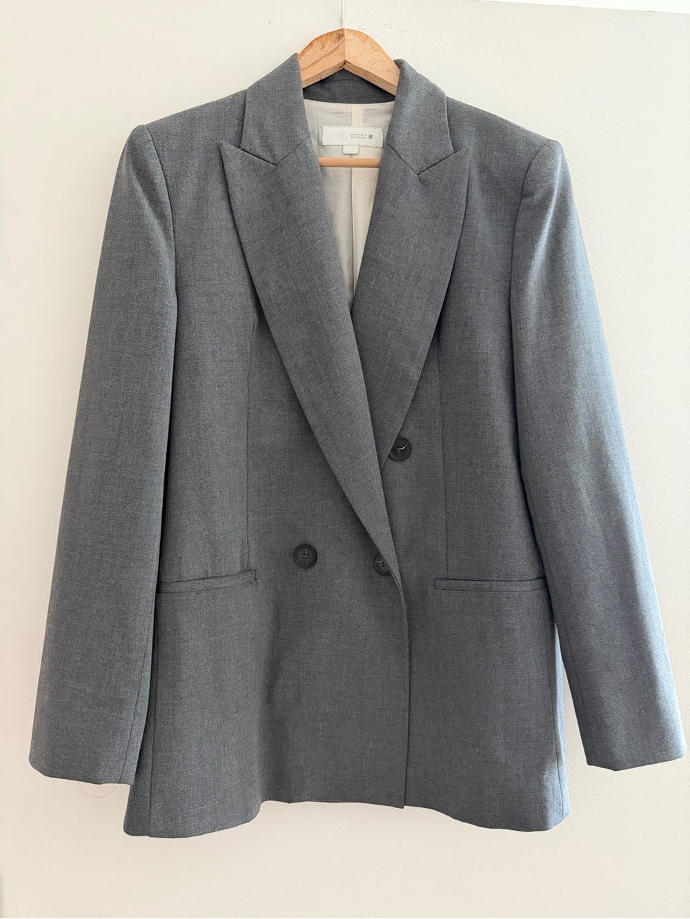 Zara Double-Breasted Grey Blazer